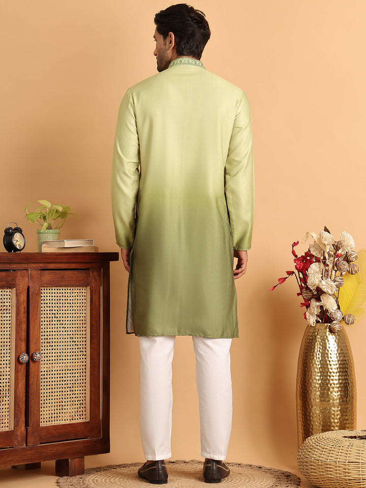 Ombre Printed Straight Kurta Pyjama For Men
