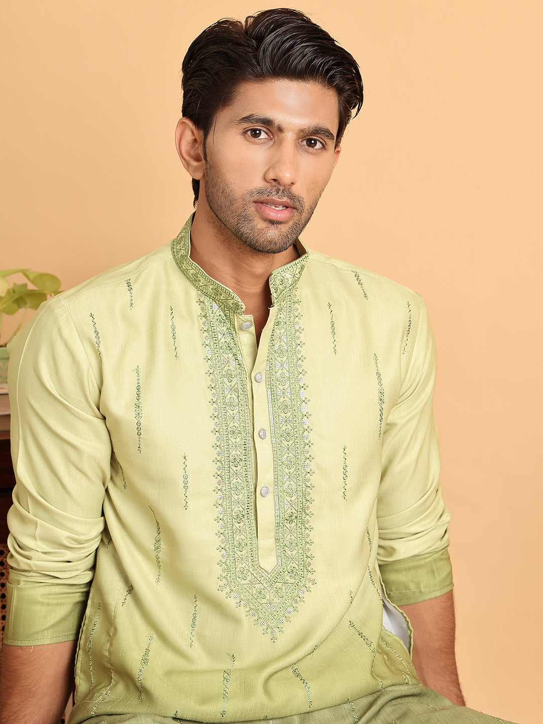Ombre Printed Straight Kurta Pyjama For Men