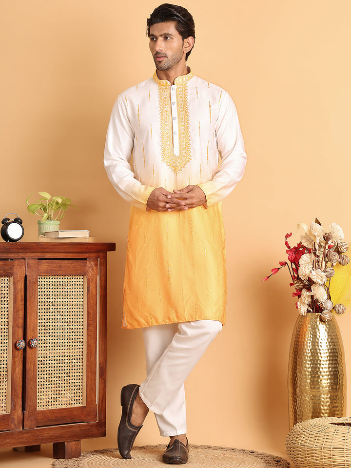 Ombre Printed Straight Kurta Pyjama For Men