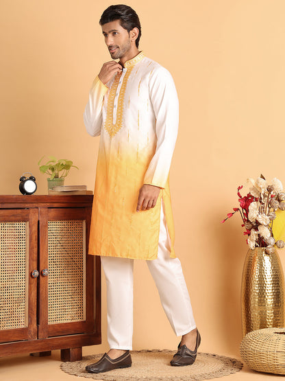 Ombre Printed Straight Kurta Pyjama For Men