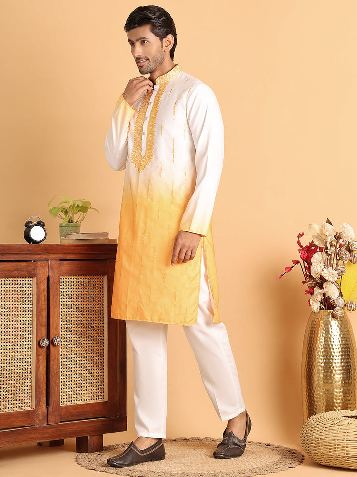 Ombre Printed Straight Kurta Pyjama For Men