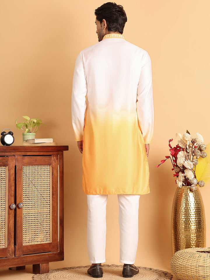 Ombre Printed Straight Kurta Pyjama For Men