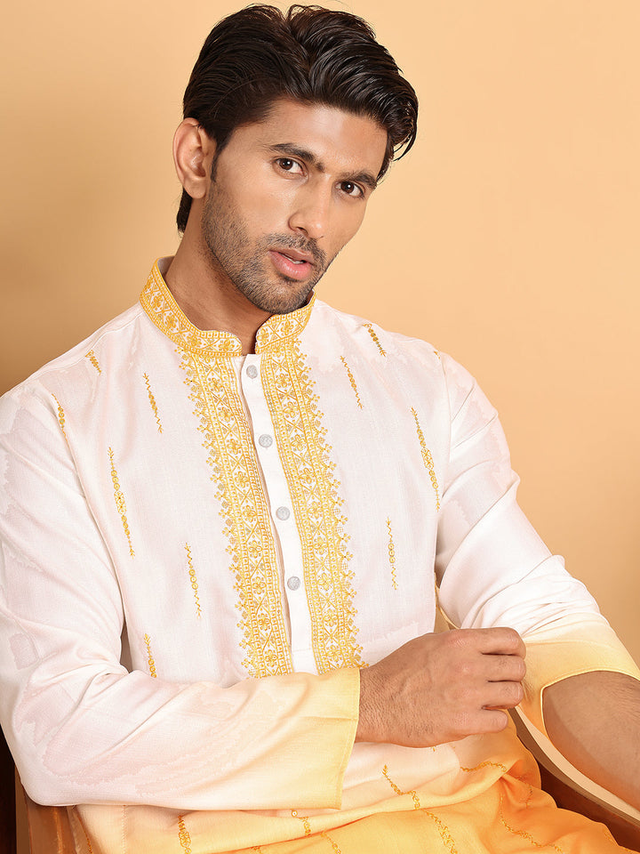 Ombre Printed Straight Kurta Pyjama For Men