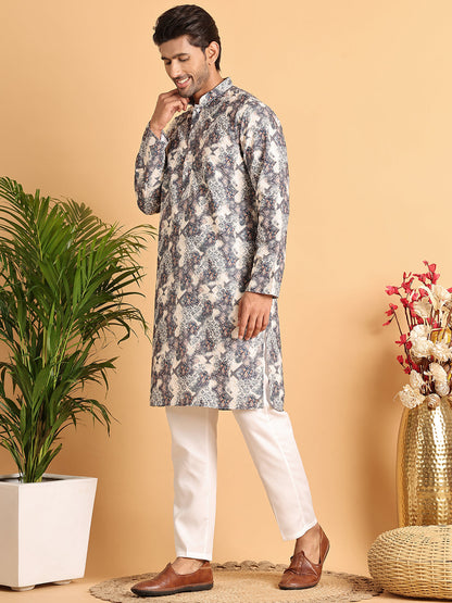 Chikankari Embroidered & Printed Kurta Set