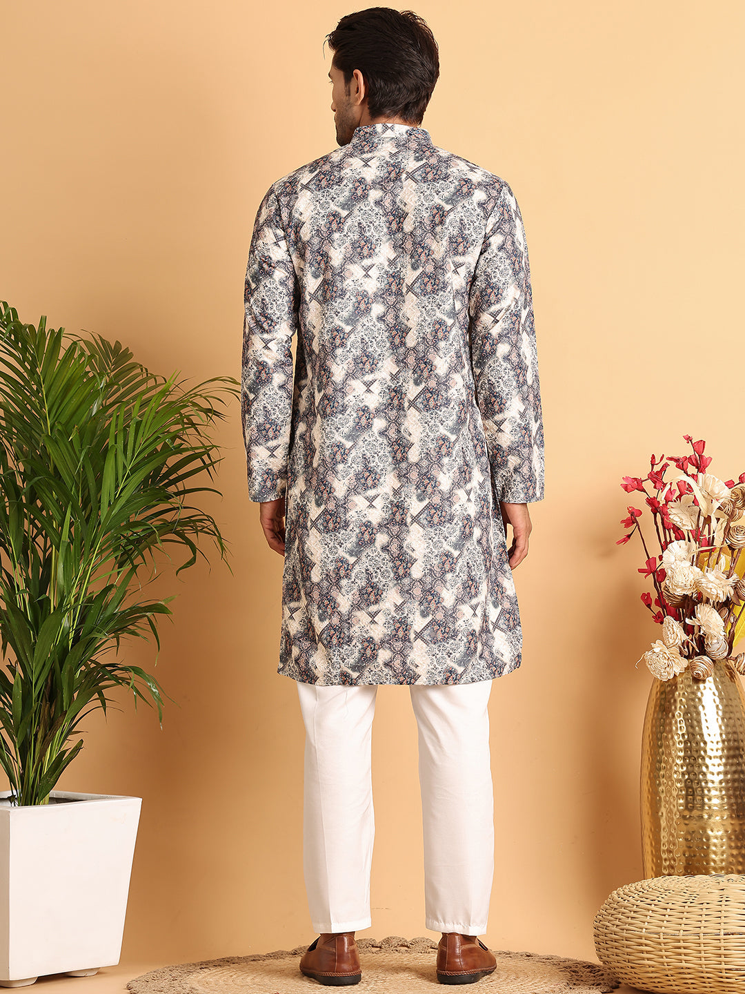 Chikankari Embroidered & Printed Kurta Set