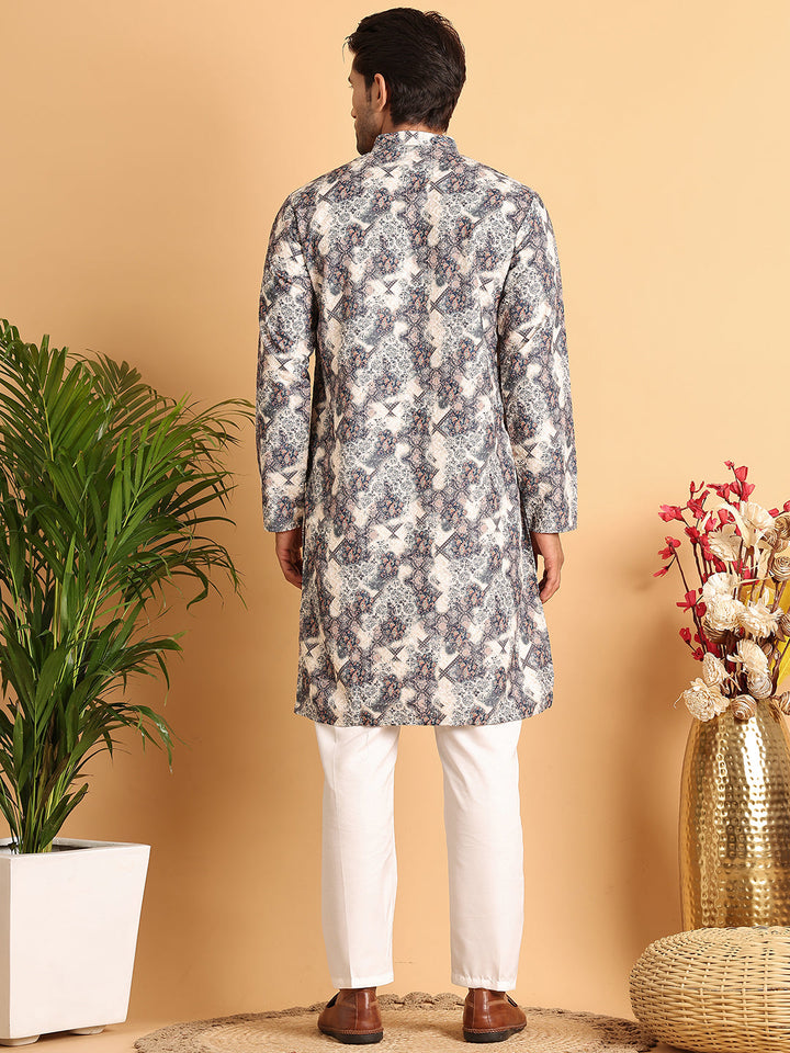 Chikankari Embroidered &amp; Printed Kurta Set
