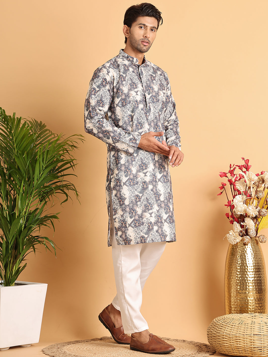 Chikankari Embroidered &amp; Printed Kurta Set