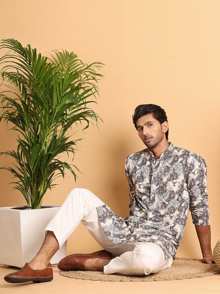 Chikankari Embroidered &amp; Printed Kurta Set