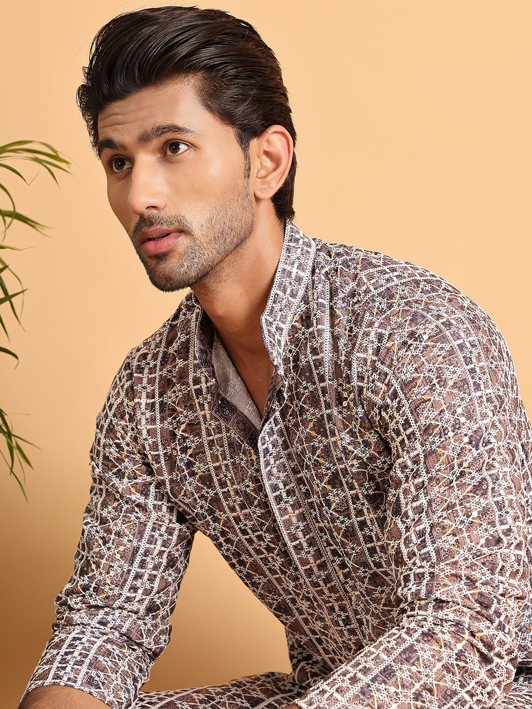 Embroidered & Printed Kurta Set For Men