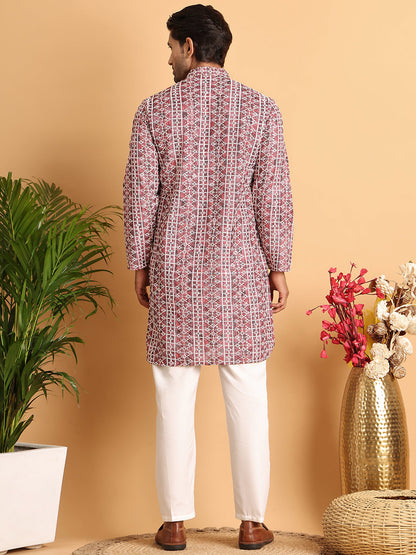 Embroidered & Printed Kurta Set For Men