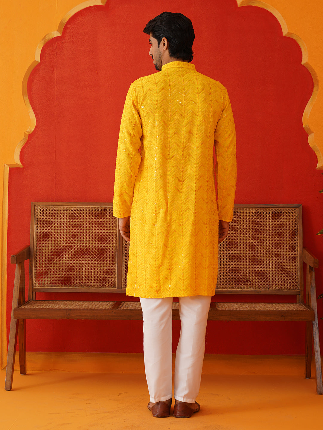 Embroidered Sequined Viscose Straight Kurta Pyjama.
