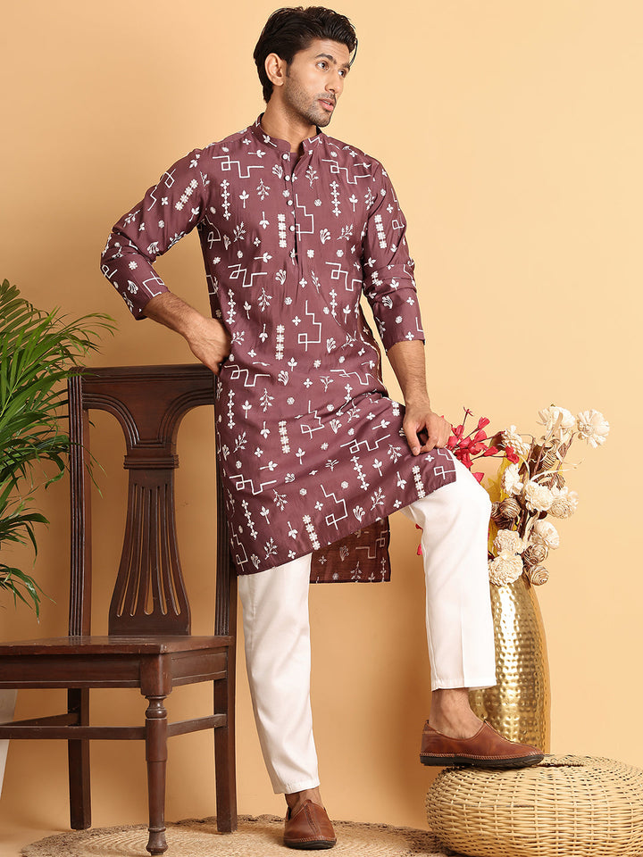 Embroidered Silk Blend Straight Kurta Pyjama.