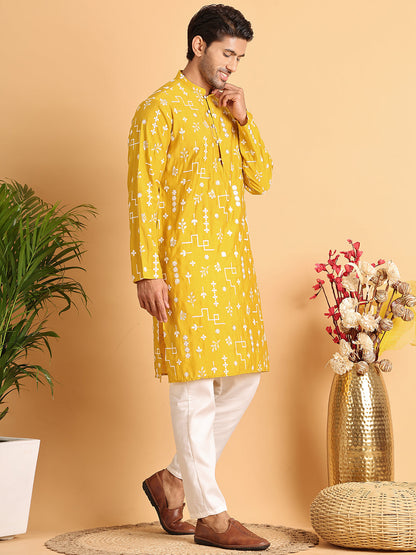 Embroidered Silk Blend Straight Kurta Pyjama.