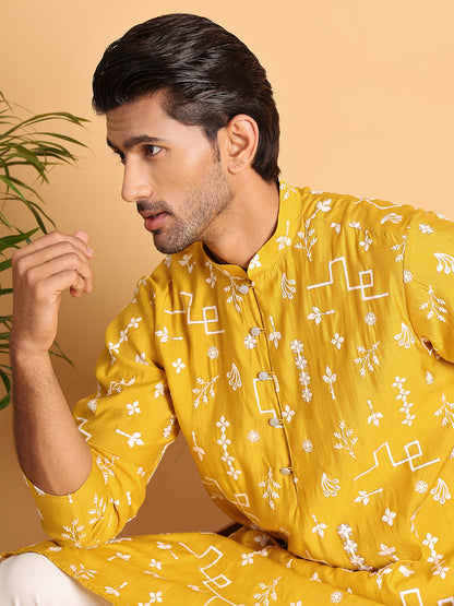 Embroidered Silk Blend Straight Kurta Pyjama.