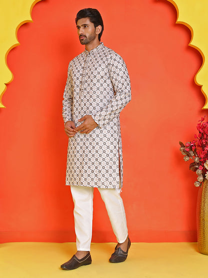 Embroidered Kurta Pyjama Set For Men