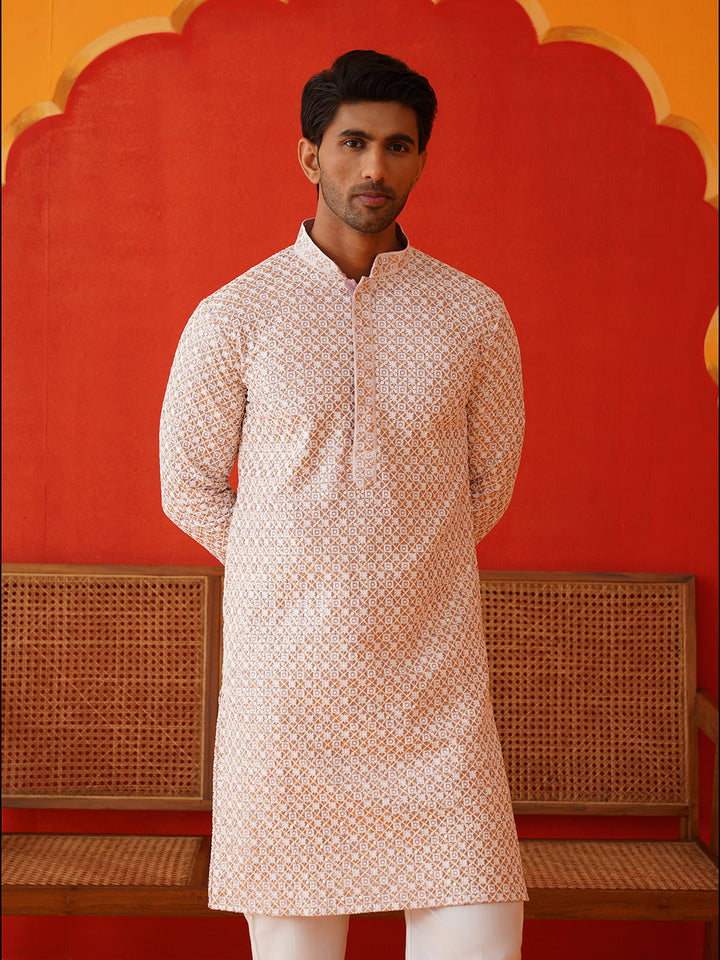 Sequins &amp; Embroidered Kurta Pyjama Set For Men