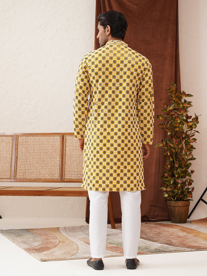 Viscose Embroidered Kurta Pajama Set For Men