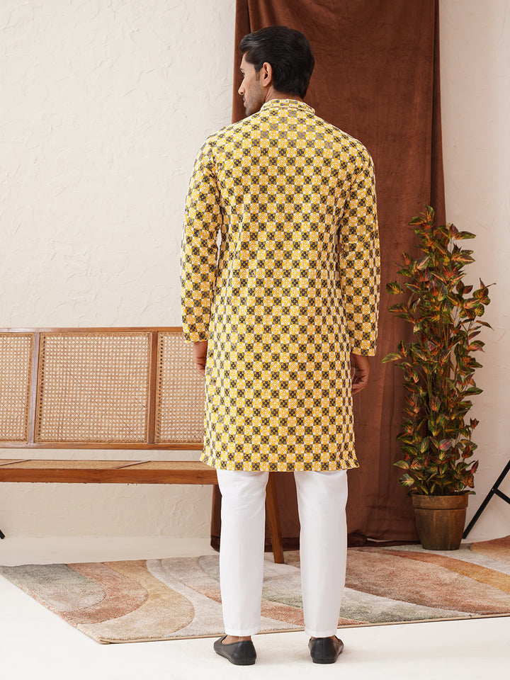 Viscose Embroidered Kurta Pajama Set For Men