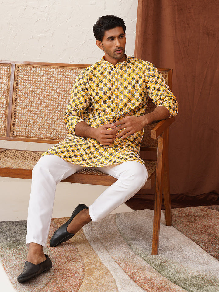 Viscose Embroidered Kurta Pajama Set For Men