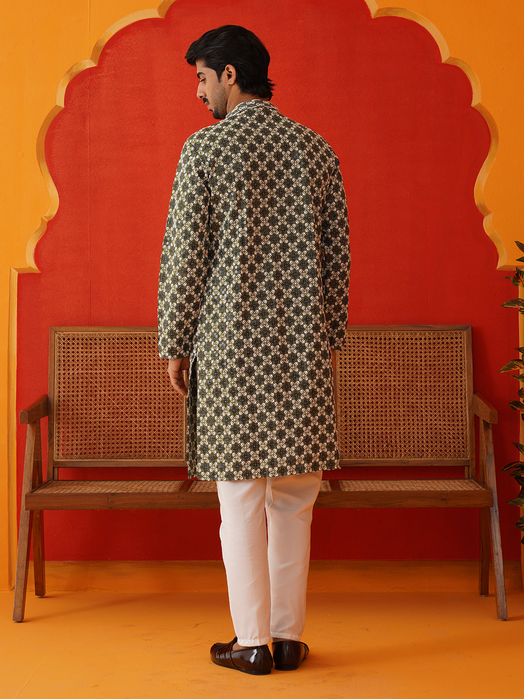 Viscose Embroidered Kurta Pajama Set For Men