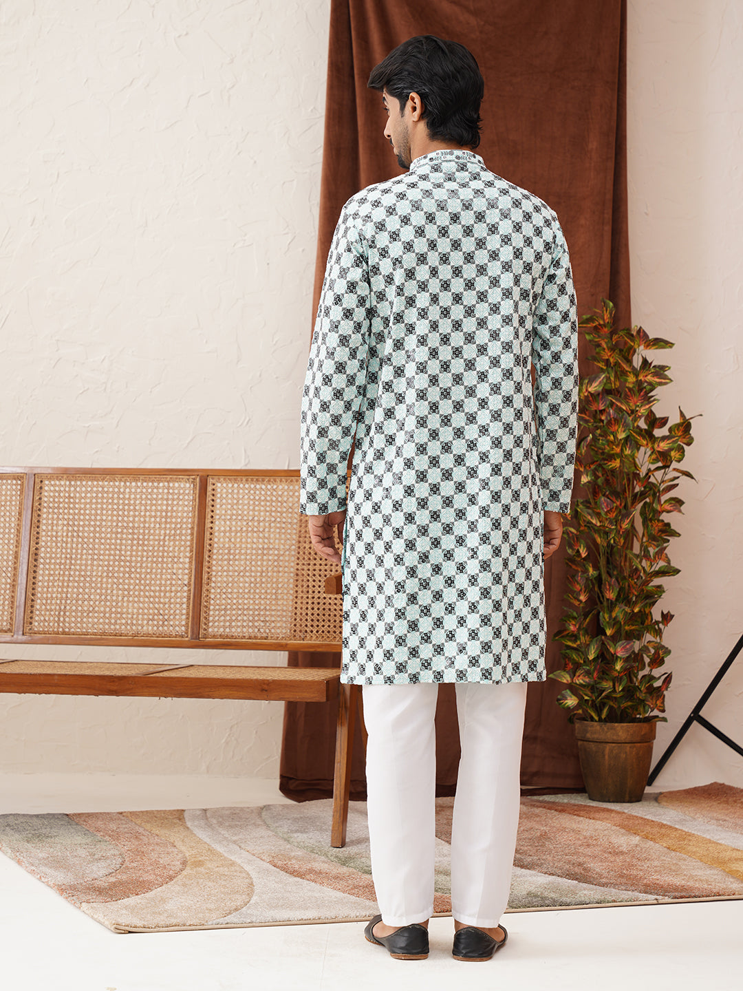 Viscose Embroidered Kurta Pajama Set For Men