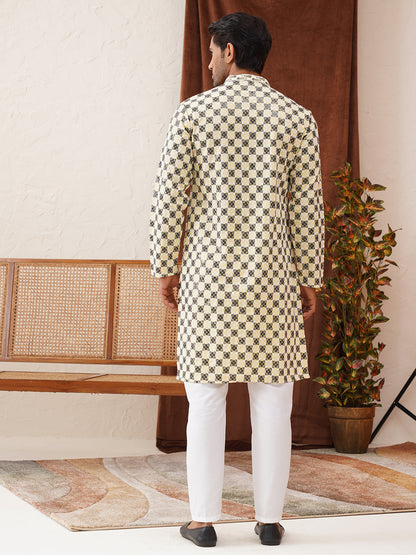 Viscose Embroidered Kurta Pajama Set For Men