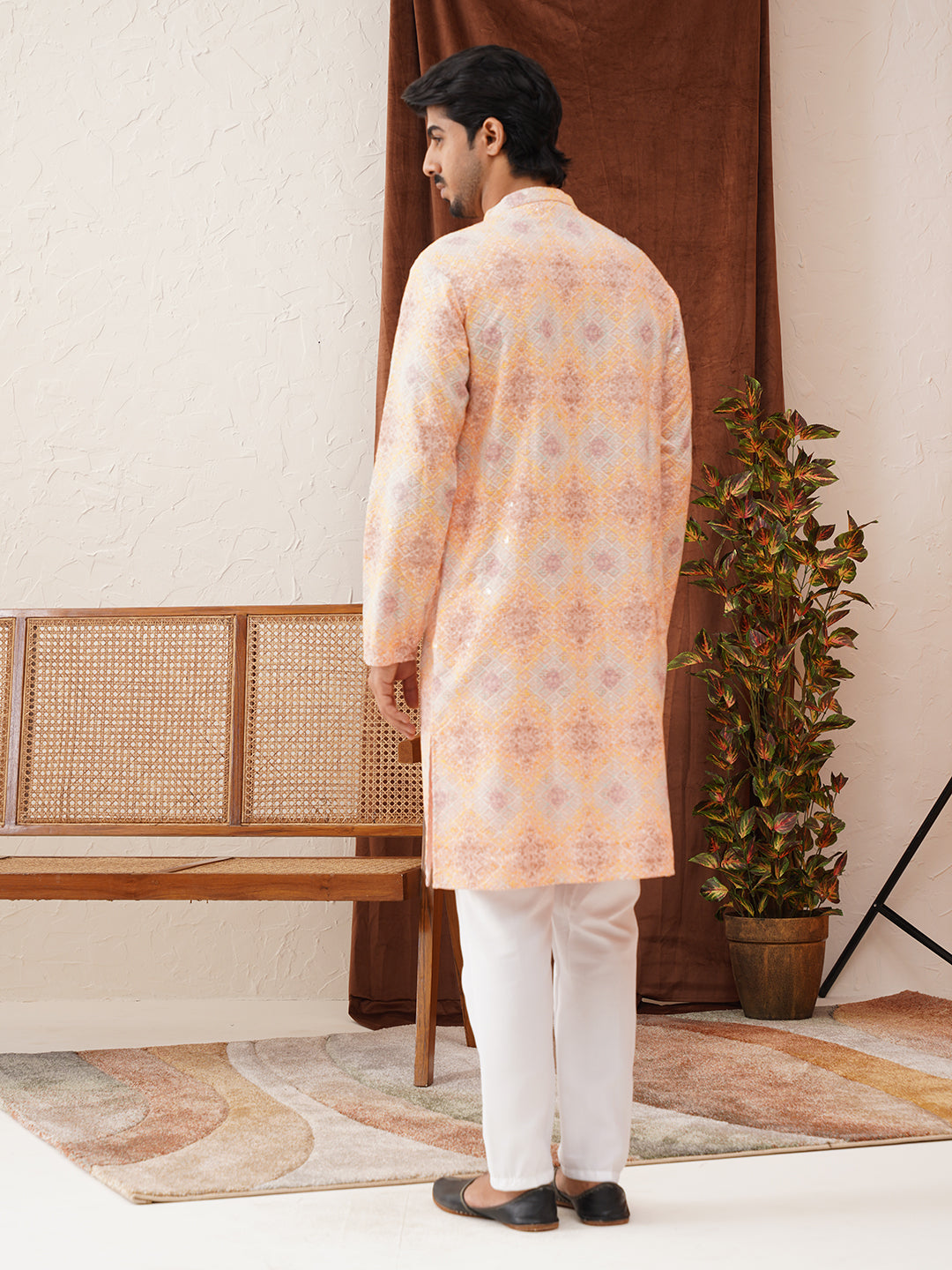 Embroidered Straight Kurta Pajama Set For Men