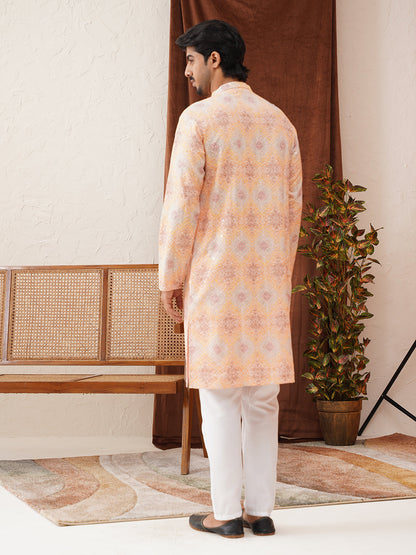 Embroidered Straight Kurta Pajama Set For Men