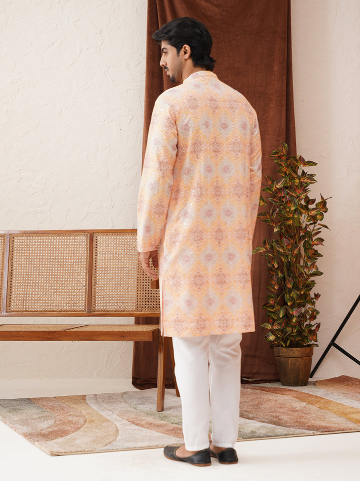 Embroidered Straight Kurta Pajama Set For Men