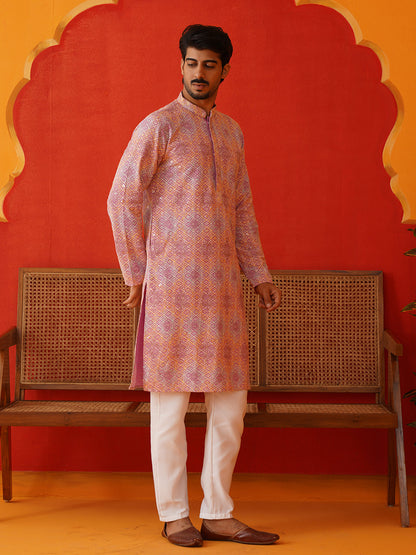 Embroidered Straight Kurta Pajama Set For Men