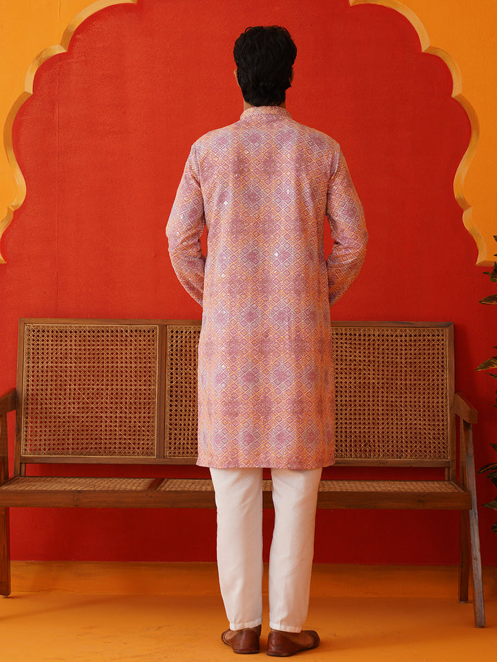 Embroidered Straight Kurta Pajama Set For Men