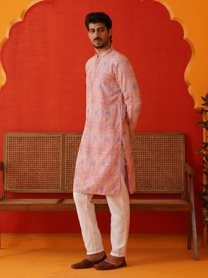Embroidered Straight Kurta Pajama Set For Men