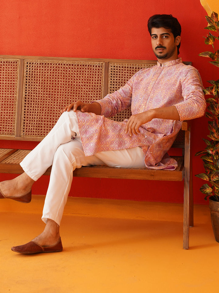 Embroidered Straight Kurta Pajama Set For Men