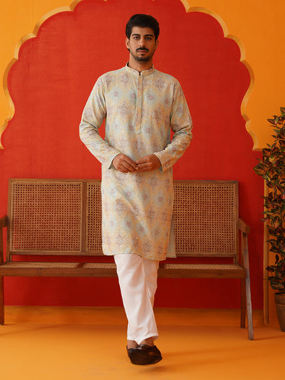 Embroidered Straight Kurta Pajama Set For Men