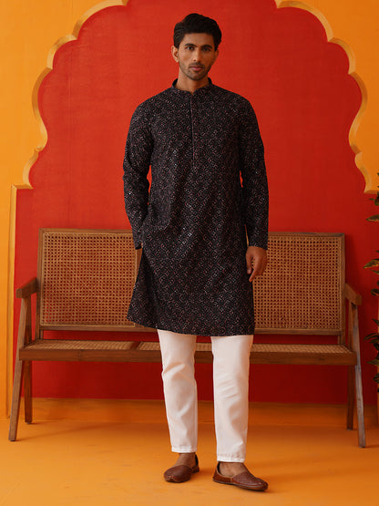 Embroidered Viscose Kurta Set For Men