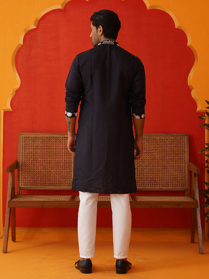 Embroidered Straight Kurta Pyjama Set.