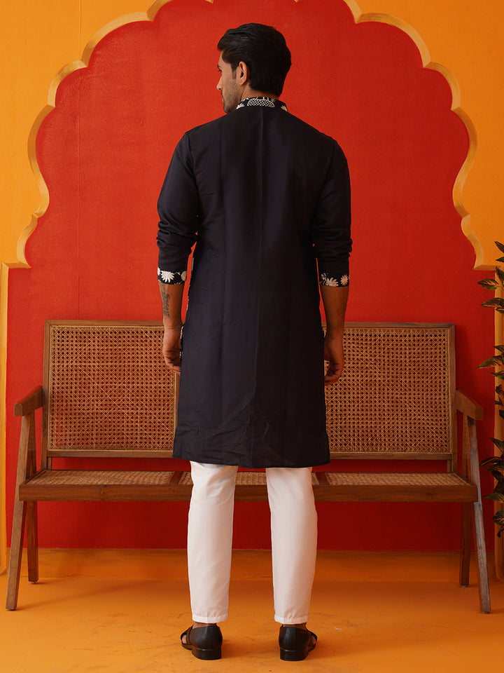 Embroidered Straight Kurta Pyjama Set.