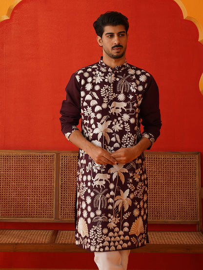 Embroidered Straight Kurta Pyjama Set.