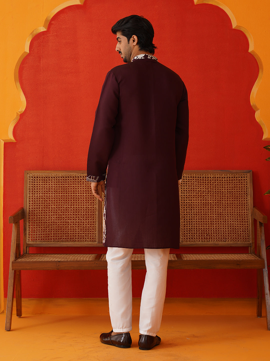 Embroidered Straight Kurta Pyjama Set.