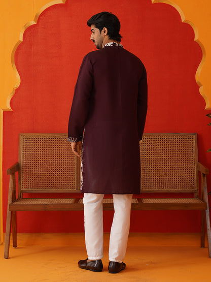 Embroidered Straight Kurta Pyjama Set.