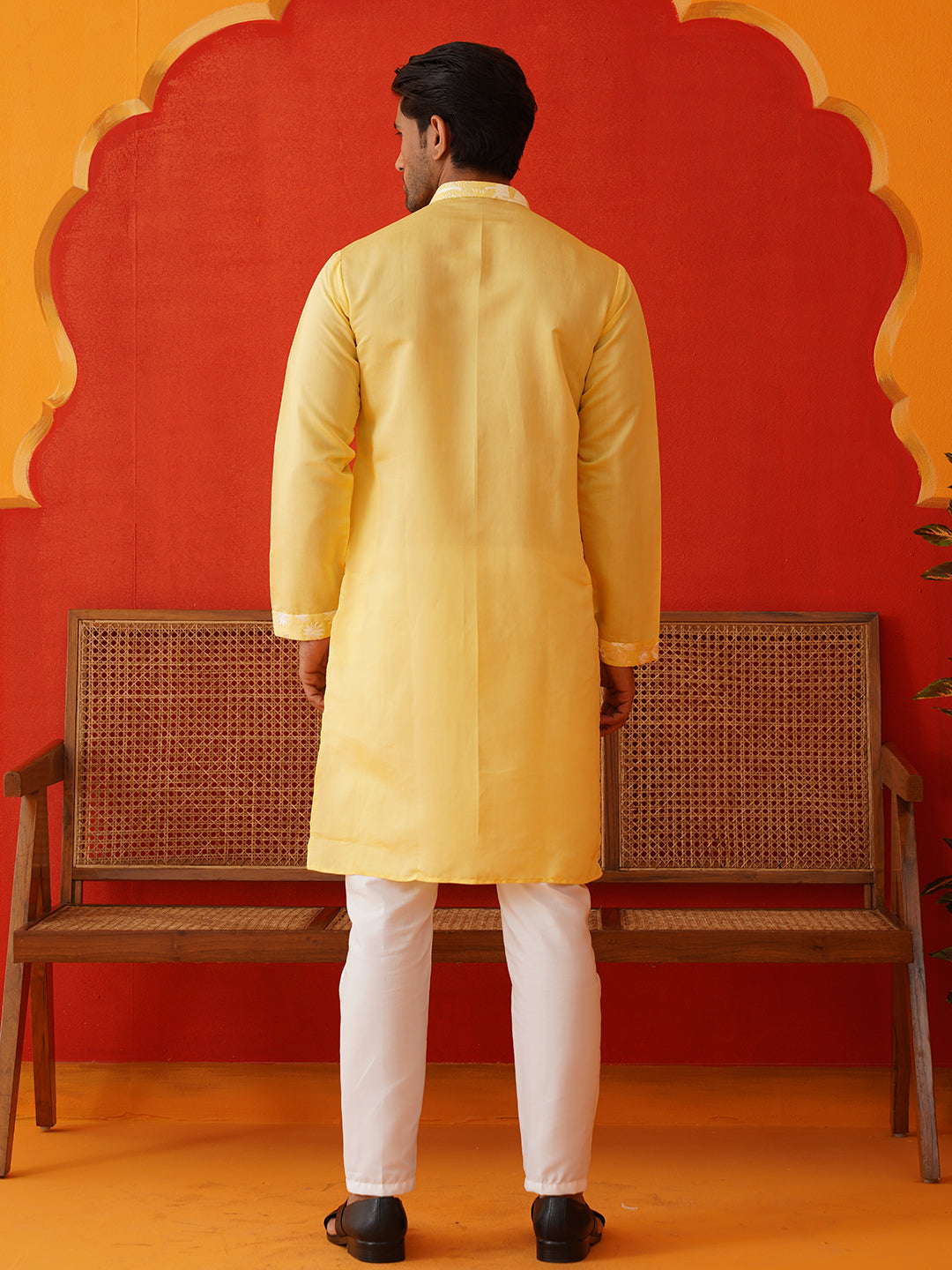 Embroidered Straight Kurta Pyjama Set.