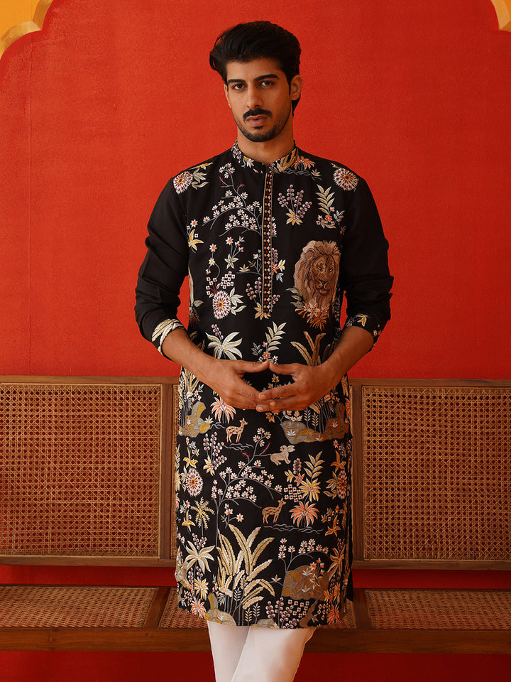 Floral Embroidered And Sequins Kurta Set