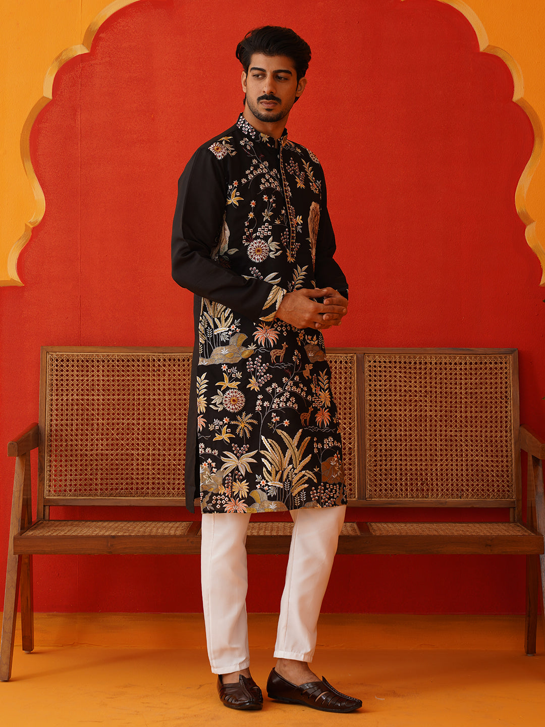 Floral Embroidered And Sequins Kurta Set