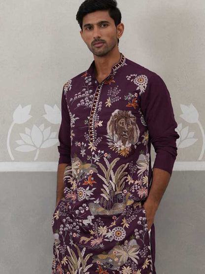 Floral Embroidered And Sequins Kurta Set