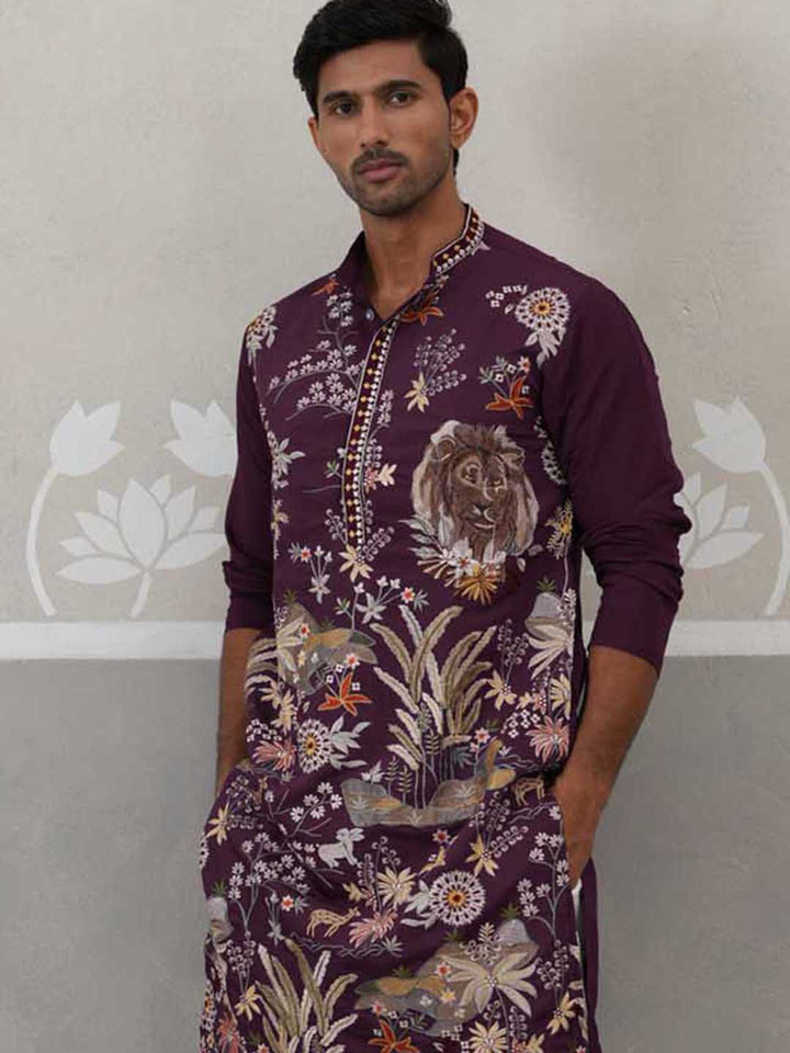 Floral Embroidered And Sequins Kurta Set