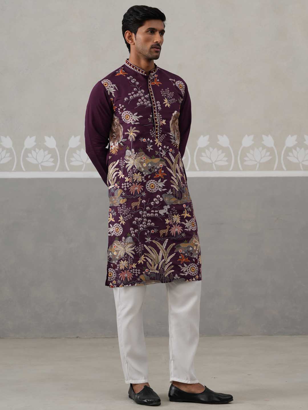 Floral Embroidered And Sequins Kurta Set