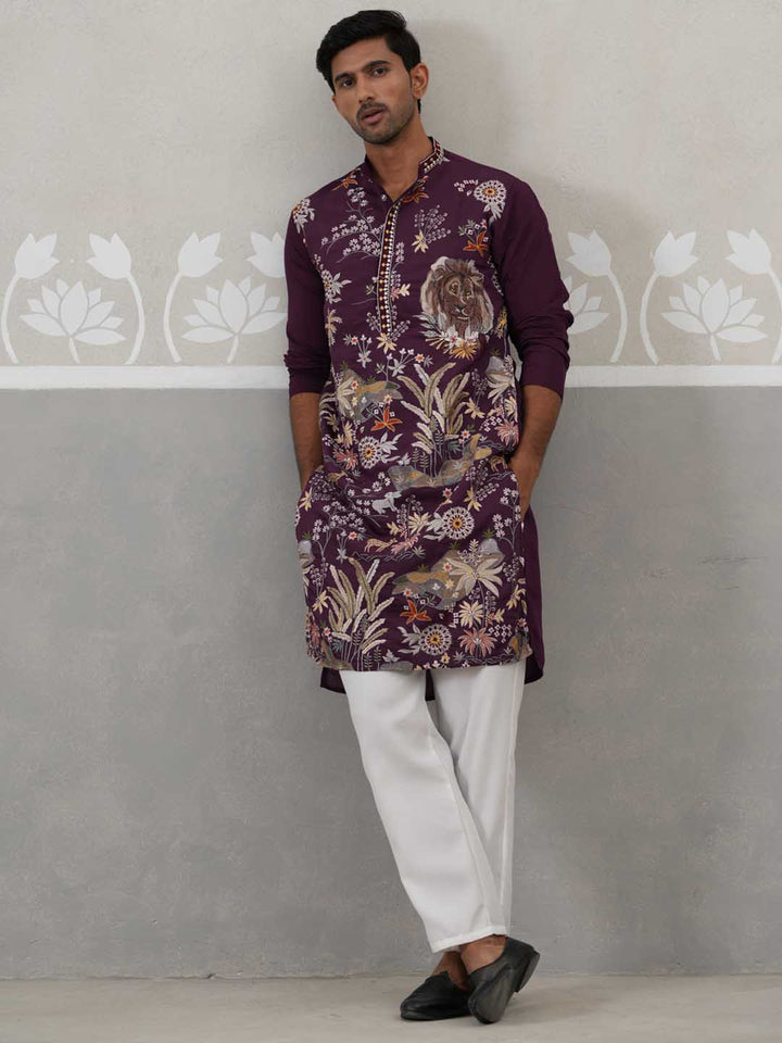 Floral Embroidered And Sequins Kurta Set