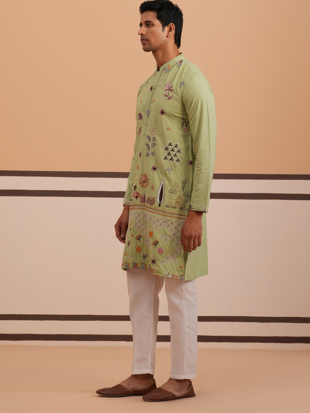 Floral Embroidered And Sequins Kurta Set