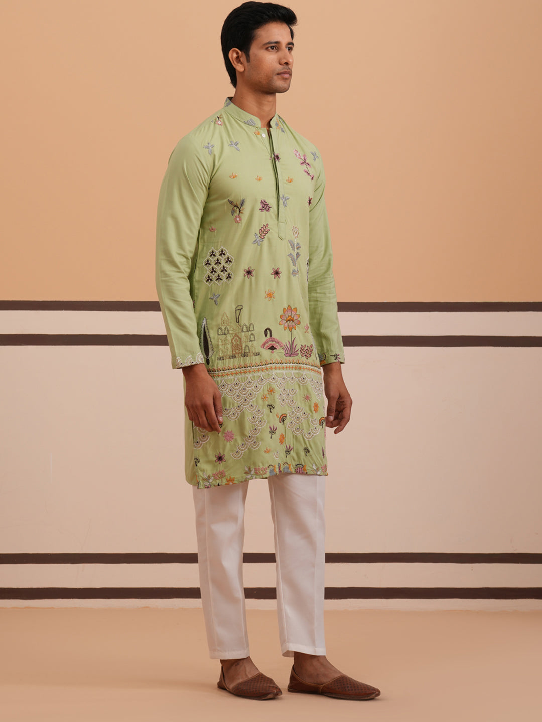 Floral Embroidered And Sequins Kurta Set
