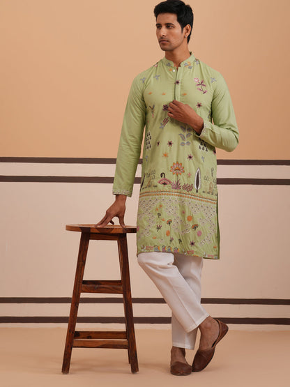 Floral Embroidered And Sequins Kurta Set
